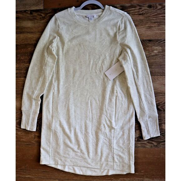 Athleta 659310 Women's Sz L/Tall Fog Gray Heather Coaster Luxe Sweatshirt Dress - Picture 15 of 16